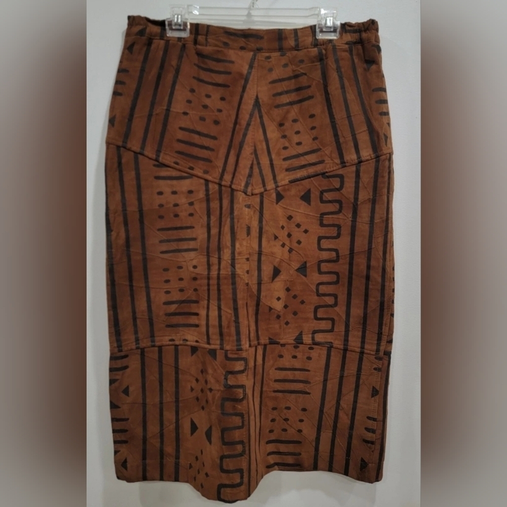 Mudcloth 100% LEATHER Skirt- Perfect for Crafting